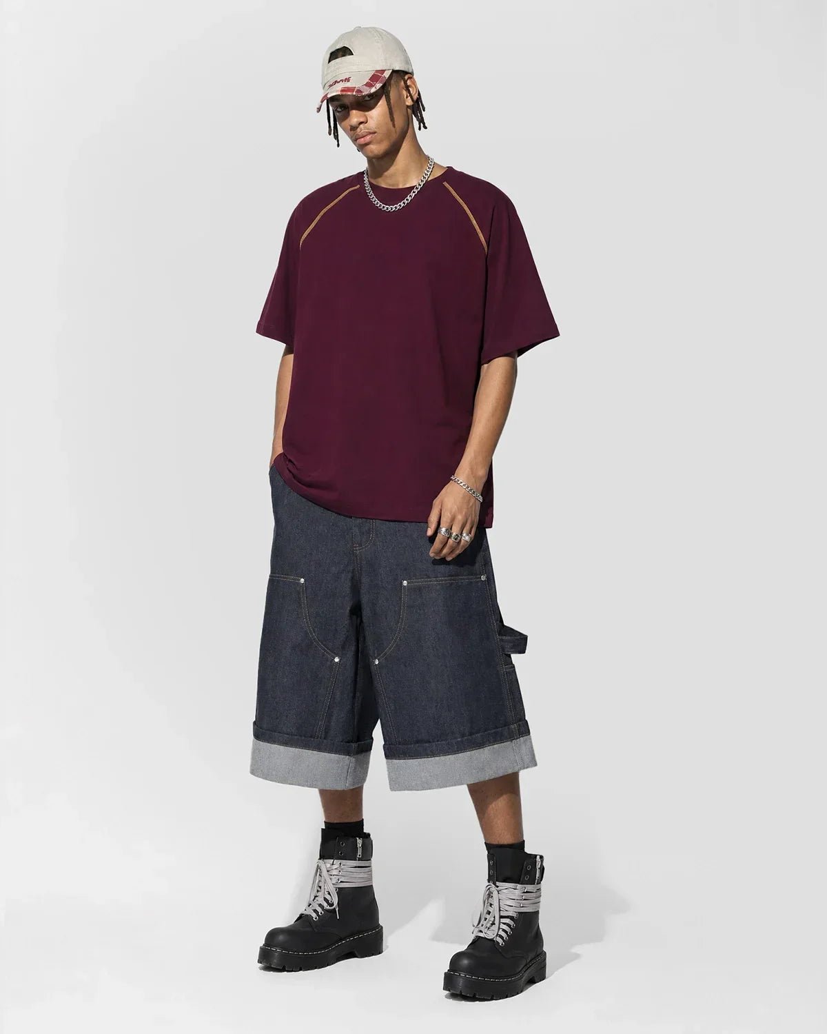Contrast Color Stiching Stretch T-shirt | Flation Streetwear
