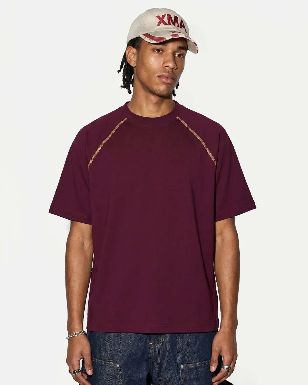 Contrast Color Stiching Stretch T-shirt | Flation Streetwear