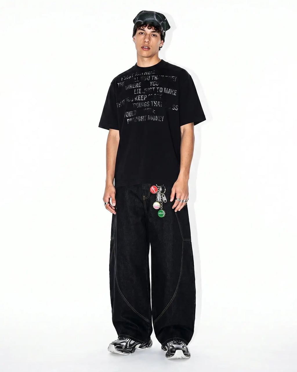 Mock Neck Distressed Graphic T-Shirt | Flation Streetwear