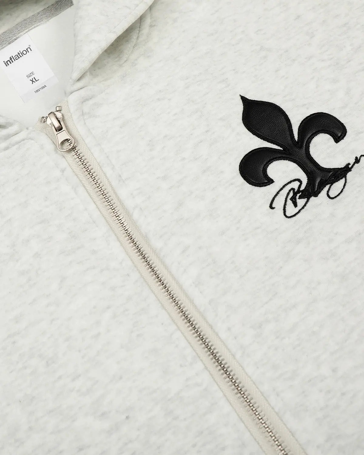 Cross PU Patch Embroidery Zip Up Hoodies | Flation Streetwear