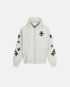Cross PU Patch Embroidery Zip Up Hoodies | Flation Streetwear