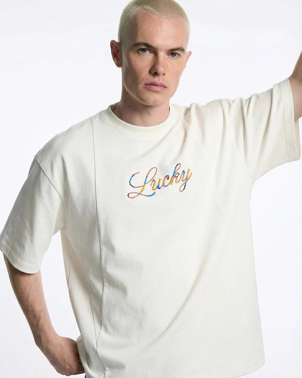 Rhinestone Lucky Graphic Oversized Tees | Flation Streetwear